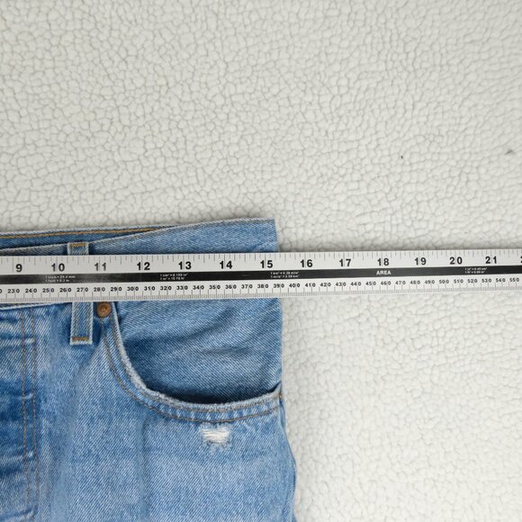 Levis 501 Jeans Womens 28 Blue Distressed  Button Fly High Rise Medium Wash - Picture 7 of 13